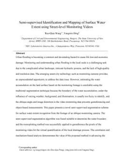 Semi-supervised Identification and Mapping of Surface Water Extent using
  Street-level Monitoring Videos