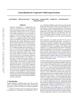 Generalization in Cooperative Multi-Agent Systems