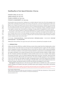 Handling Bias in Toxic Speech Detection: A Survey