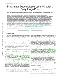 Blind Image Deconvolution Using Variational Deep Image Prior