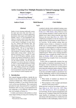 Active Learning Over Multiple Domains in Natural Language Tasks