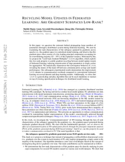 Recycling Model Updates in Federated Learning: Are Gradient Subspaces
  Low-Rank?