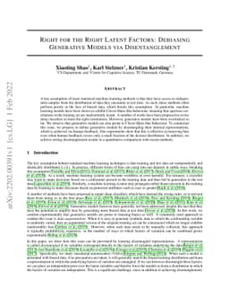 Right for the Right Latent Factors: Debiasing Generative Models via
  Disentanglement