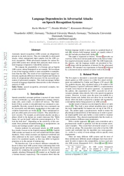 Language Dependencies in Adversarial Attacks on Speech Recognition
  Systems