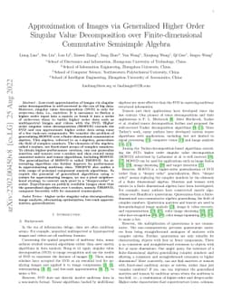 Approximation of Images via Generalized Higher Order Singular Value
  Decomposition over Finite-dimensional Commutative Semisimple Algebra