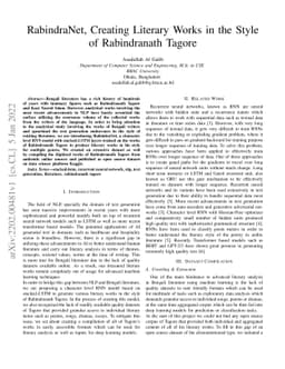 RabindraNet, Creating Literary Works in the Style of Rabindranath Tagore