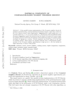 Empirical complexity of comparator-based nearest neighbor descent