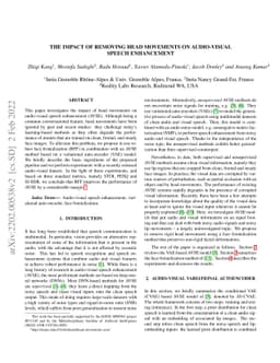 The impact of removing head movements on audio-visual speech enhancement