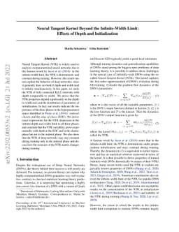 Neural Tangent Kernel Beyond the Infinite-Width Limit: Effects of Depth
  and Initialization