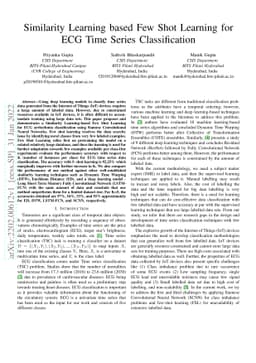 Similarity Learning based Few Shot Learning for ECG Time Series
  Classification