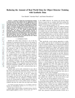 Reducing the Amount of Real World Data for Object Detector Training with
  Synthetic Data