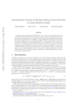 Generalization Analysis of Message Passing Neural Networks on Large
  Random Graphs