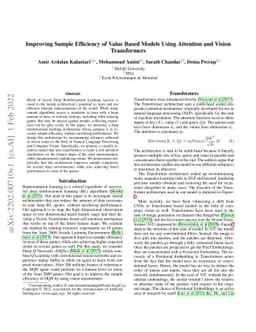 Improving Sample Efficiency of Value Based Models Using Attention and
  Vision Transformers