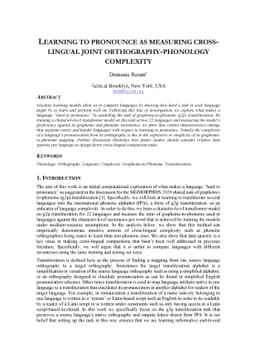 Learning to pronounce as measuring cross-lingual joint
  orthography-phonology complexity