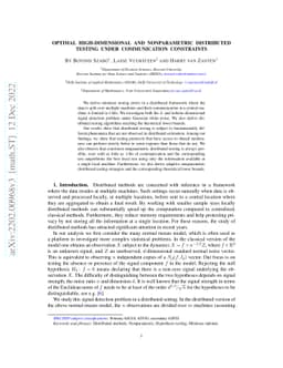 Optimal high-dimensional and nonparametric distributed testing under
  communication constraints