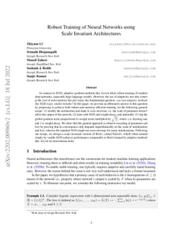 Robust Training of Neural Networks Using Scale Invariant Architectures
