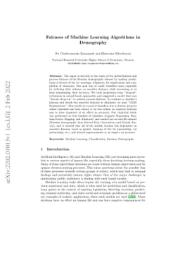 Fairness of Machine Learning Algorithms in Demography