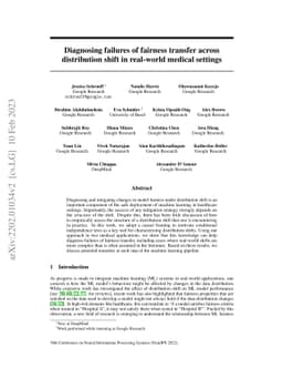 Diagnosing failures of fairness transfer across distribution shift in
  real-world medical settings