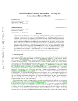 Communication Efficient Federated Learning for Generalized Linear
  Bandits