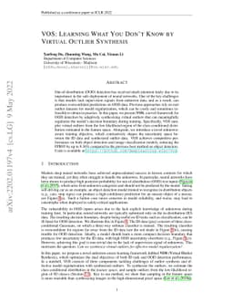 VOS: Learning What You Don't Know by Virtual Outlier Synthesis