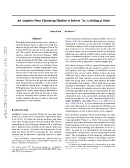 An Adaptive Deep Clustering Pipeline to Inform Text Labeling at Scale