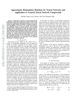 Approximate Bisimulation Relations for Neural Networks and Application
  to Assured Neural Network Compression
