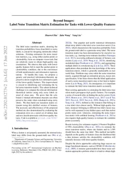 Beyond Images: Label Noise Transition Matrix Estimation for Tasks with
  Lower-Quality Features