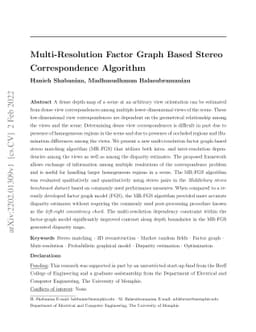 Multi-Resolution Factor Graph Based Stereo Correspondence Algorithm