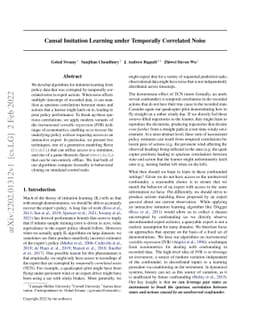 Causal Imitation Learning under Temporally Correlated Noise