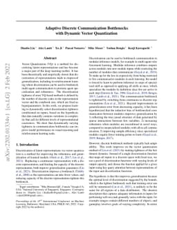 Adaptive Discrete Communication Bottlenecks with Dynamic Vector
  Quantization
