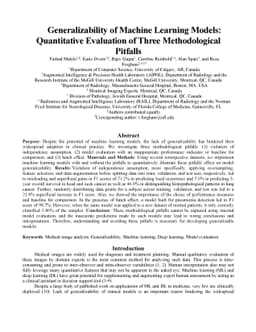 Generalizability of Machine Learning Models: Quantitative Evaluation of
  Three Methodological Pitfalls