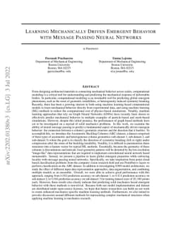 Learning Mechanically Driven Emergent Behavior with Message Passing
  Neural Networks
