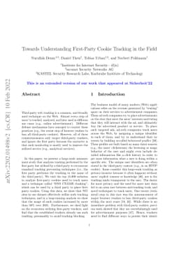 Towards Understanding First-Party Cookie Tracking in the Field