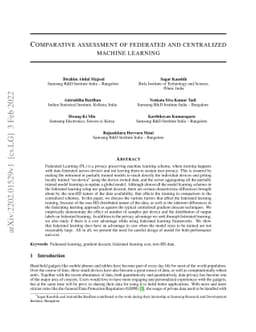 Comparative assessment of federated and centralized machine learning