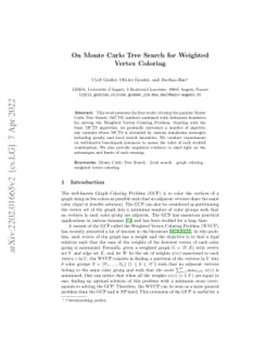 On Monte Carlo Tree Search for Weighted Vertex Coloring