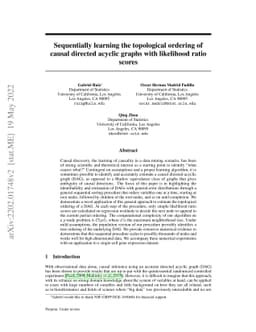Sequentially learning the topological ordering of causal directed
  acyclic graphs with likelihood ratio scores
