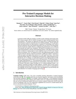 Pre-Trained Language Models for Interactive Decision-Making