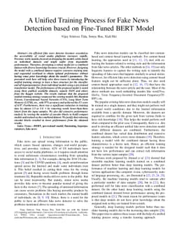A Unified Training Process for Fake News Detection based on Fine-Tuned
  BERT Model