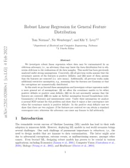 Robust Linear Regression for General Feature Distribution