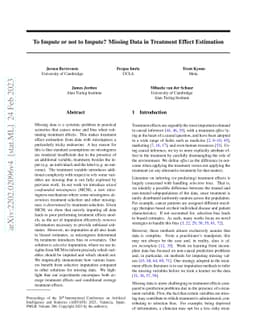 To Impute or not to Impute? Missing Data in Treatment Effect Estimation
