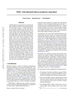 TIML: Task-Informed Meta-Learning for Agriculture