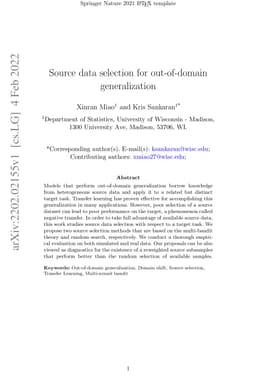 Source data selection for out-of-domain generalization