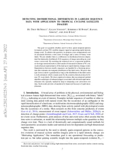 Detecting Distributional Differences in Labeled Sequence Data with
  Application to Tropical Cyclone Satellite Imagery