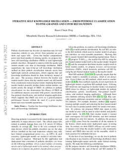 Iterative Self Knowledge Distillation -- From Pothole Classification to
  Fine-Grained and COVID Recognition