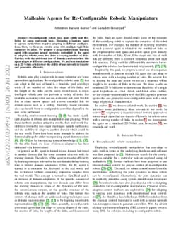 Malleable Agents for Re-Configurable Robotic Manipulators