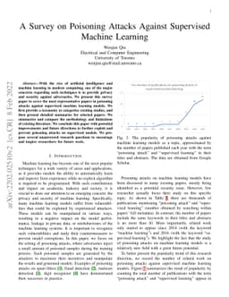 A Survey on Poisoning Attacks Against Supervised Machine Learning