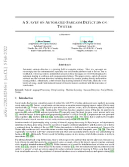 A Survey on Automated Sarcasm Detection on Twitter