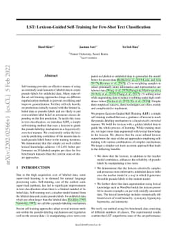 LST: Lexicon-Guided Self-Training for Few-Shot Text Classification