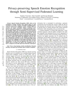 Privacy-preserving Speech Emotion Recognition through Semi-Supervised
  Federated Learning
