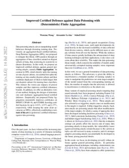 Improved Certified Defenses against Data Poisoning with (Deterministic)
  Finite Aggregation